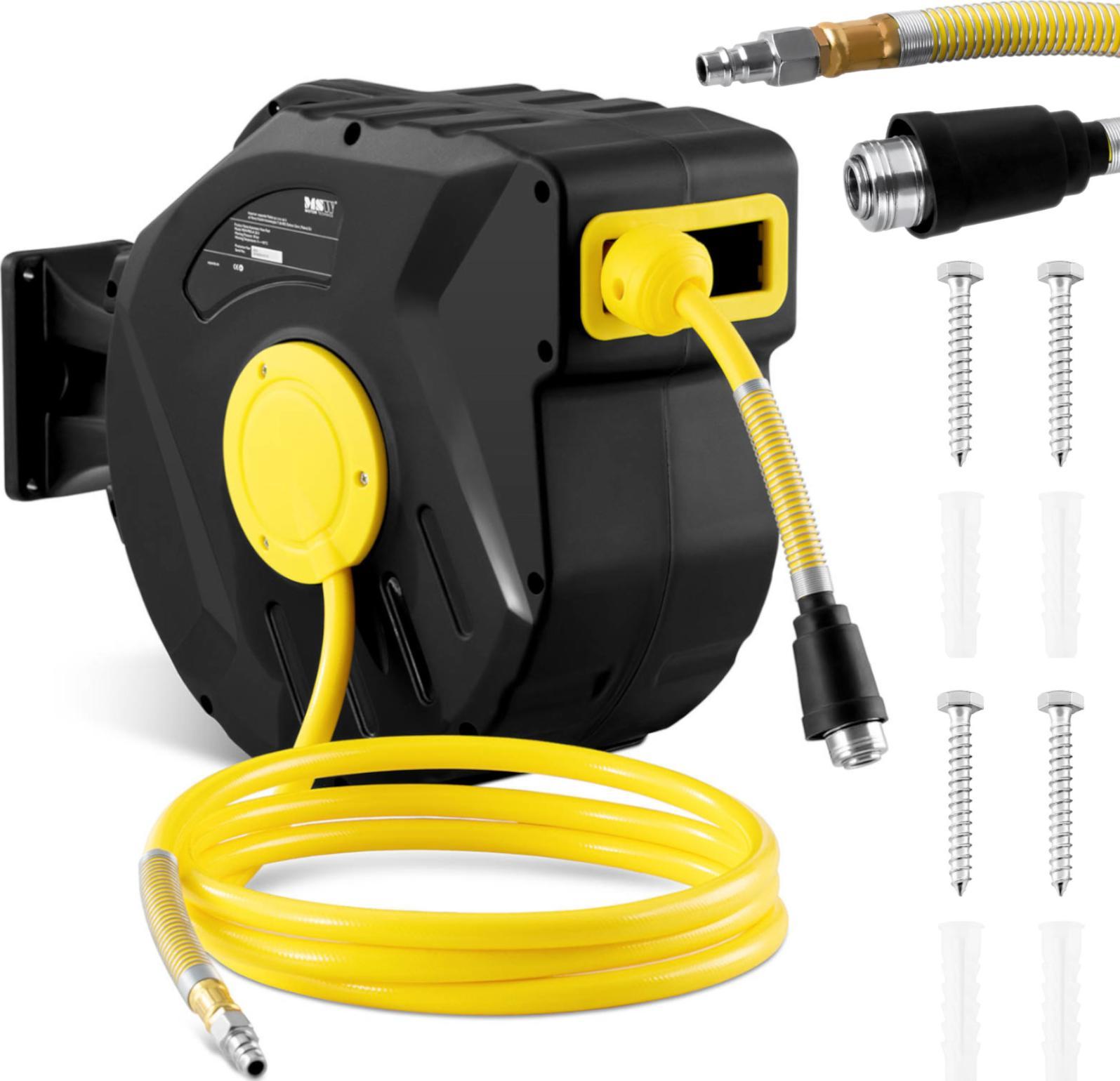 MSW Wąż przewód pneumatyczny ciśnieniowy zwijany na bębnie automatycznym 18 bar 20 m + 3 m Wąż przewód pneumatyczny ciśnieniowy zwijany na bębnie auto