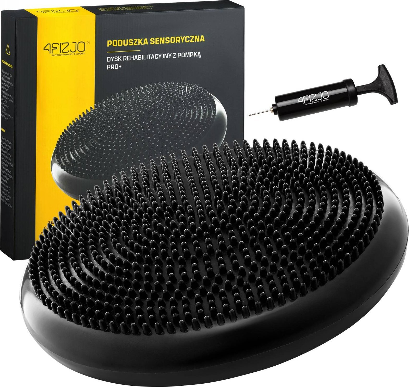 4fizjo Poduszka sensomotoryczna PRO+ czarna Trening sensomotoryczny w statyce