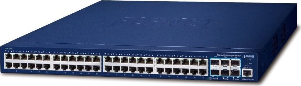 Switch Planet PLANET SGS-6310-48T6X łącza sieciowe Zarządzany L3 Gigabit Ethernet (10/100/1000) 1U Niebieski