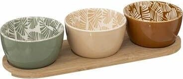 Secret de Gourmet Kolorowe miseczki na przekąski Rivi na drewnianej tacce, Ø 9,8 cm