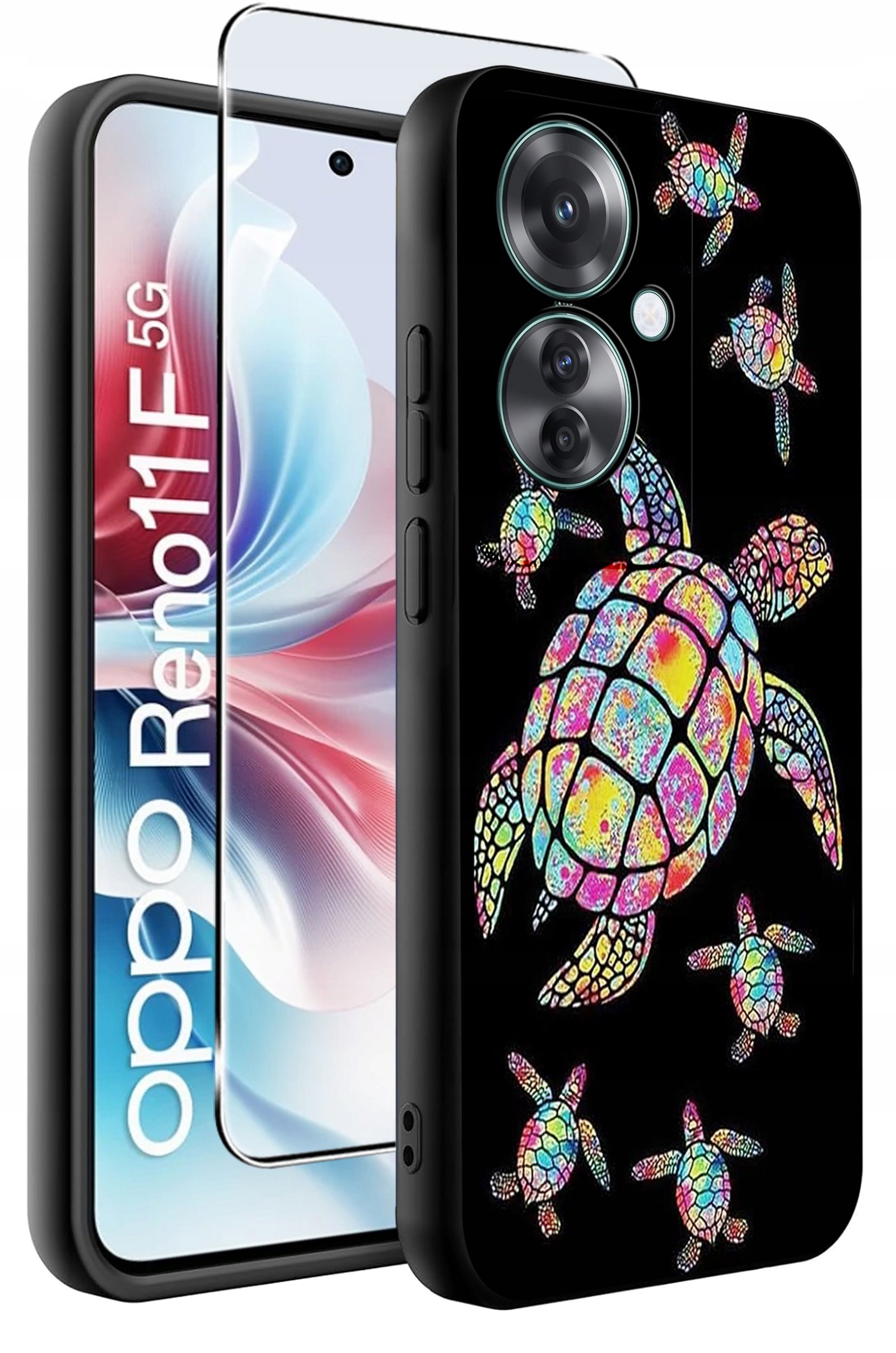 ETUI do Oppo Reno11 F 5G WZORY | SILIKONOWE MATT CASE + SZKŁO HARTOWANE 9H