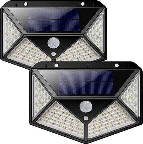 Kinkiet LED 2 lampy solarne 100 LED z czujnikiem ruchu i zmierzchu