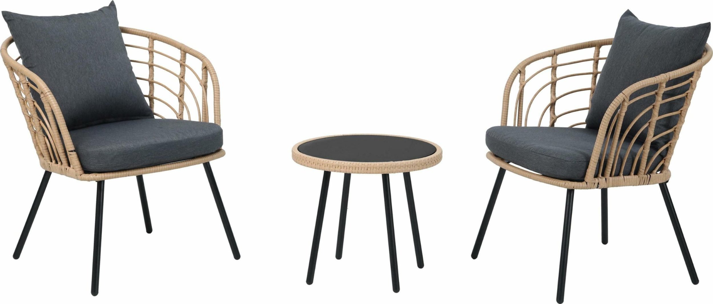 kontrast Zestaw mebli ogrodowych rattan VERONA balkon taras 3cz. c. szary