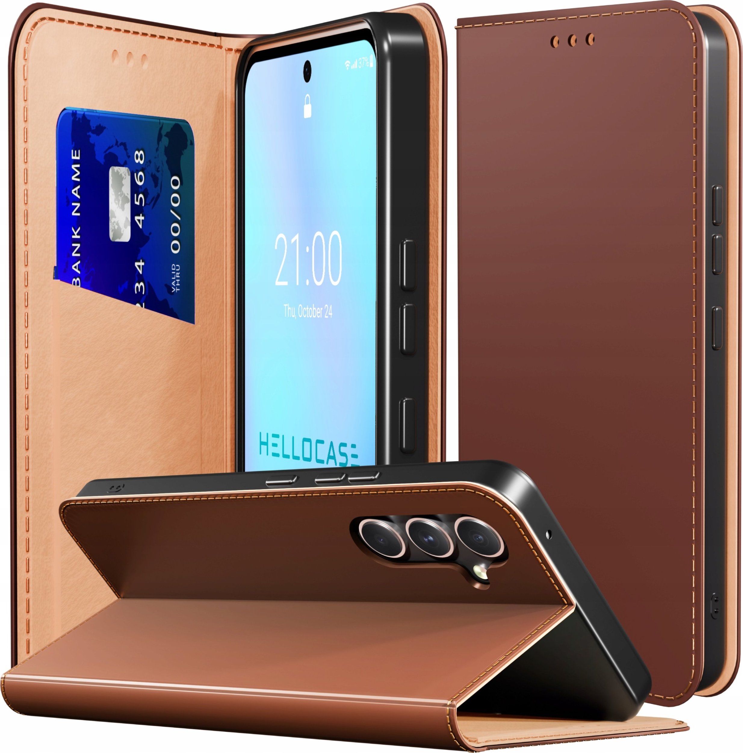 Etui z Klapką do Samsung Galaxy S25 Plus (Skórzane, Magnetyczne, Brązowe)