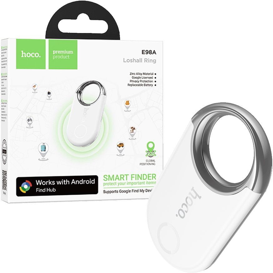 Lokalizator zgodny z Google Find My Device Hoco E98A biały
