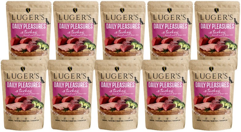 Karma mokra dla psa Luger's Daily Pleasures z indykiem, brokułem i ryżem brązowym zestaw 10 x 500 g