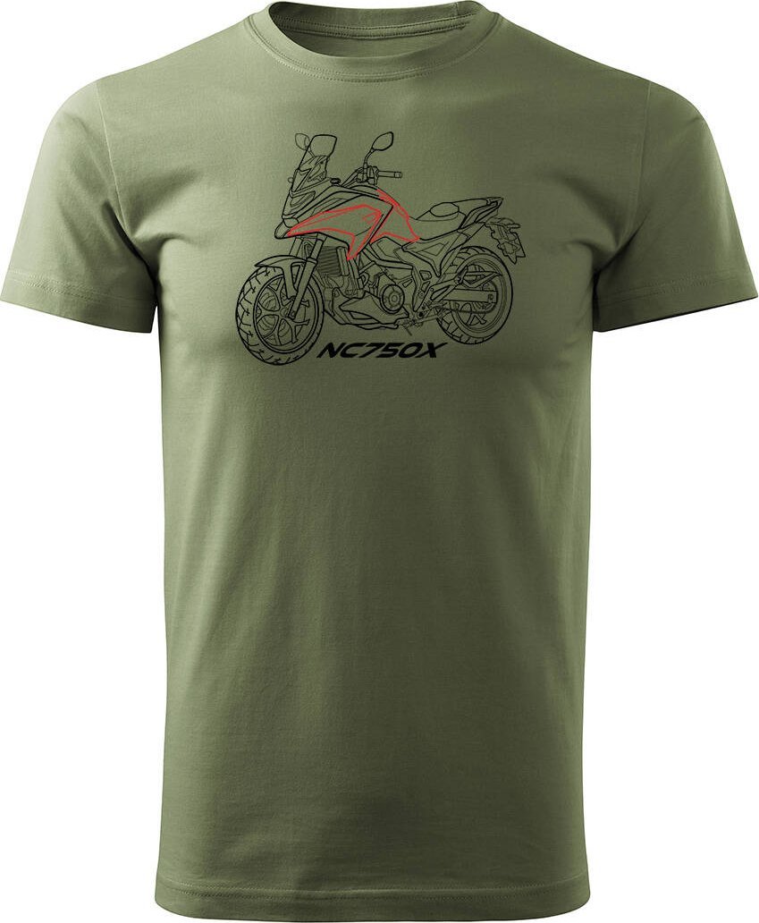 Topslang Koszulka z motocyklem na motor Honda NC 750 X NC750X męska khaki REGULAR XL