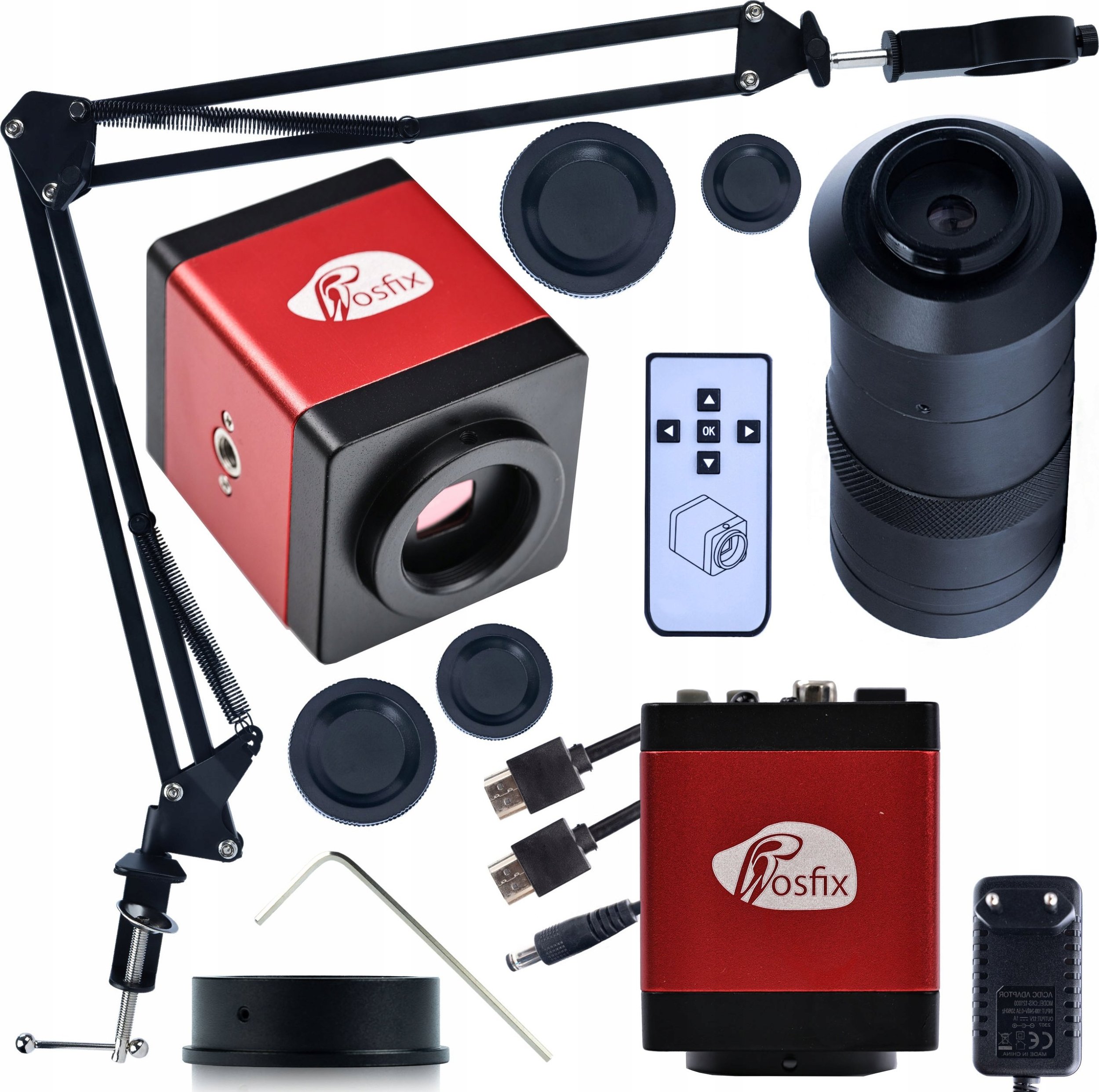 Mikroskop Rosfix MIKROSKOP CYFROWY Z KAMERĄ DRACO PRO HDMI WYSIĘGNIK I OBIEKTYW ZESTAW 3W1