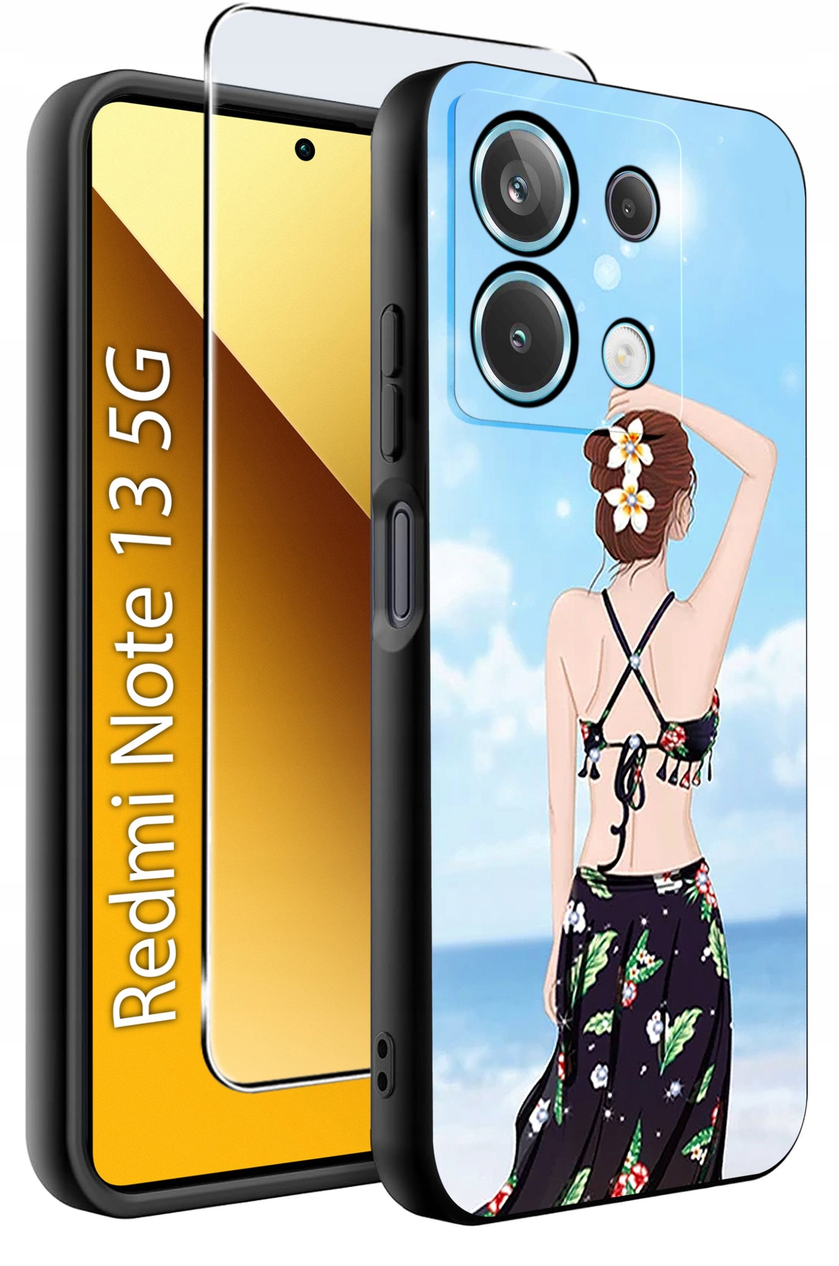 ETUI do Xiaomi Redmi Note 13 5G WZORY |SILIKONOWE MATT CASE +SZKŁO 9H