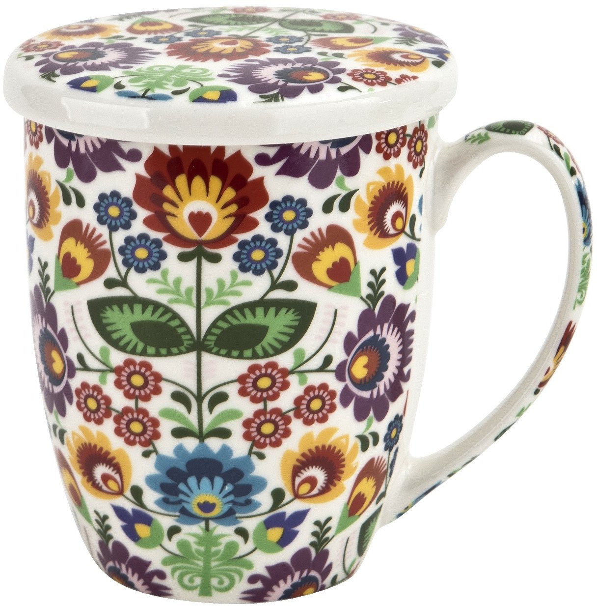 Kubek porcelanowy 350 ml z zaparzaczem Łowicz