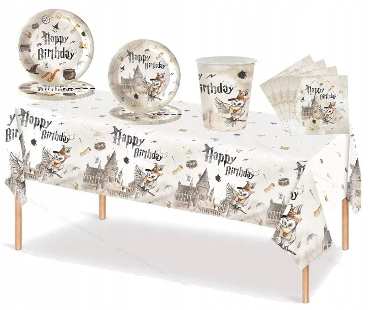 Zestaw Urodzinowy Harry Potter Talerzyki Kubeczki Serwetki Obrus / 51 elem.
