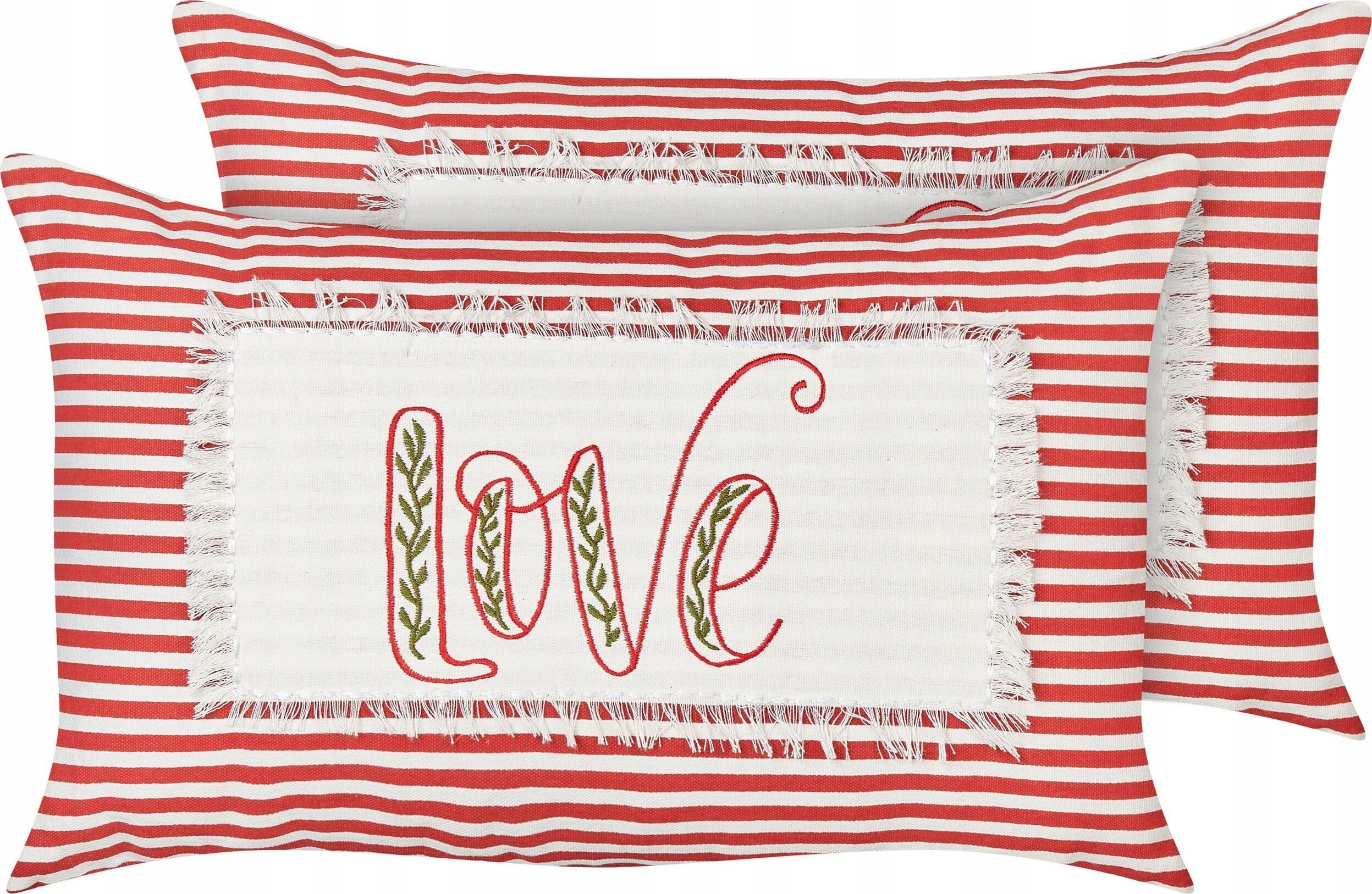 Beliani Zestaw 2 poduszek Haft Bawełna Czerwony ALSINE 30 x 50 cm