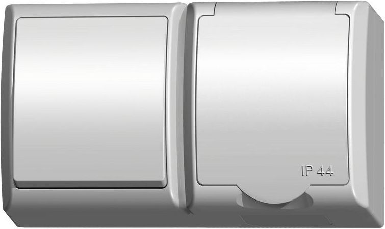 Ospel Łącznik pojedynczy + gniazdo pojedyncze Fala hermetyczne biały (ZH-Ł1G/00/w)