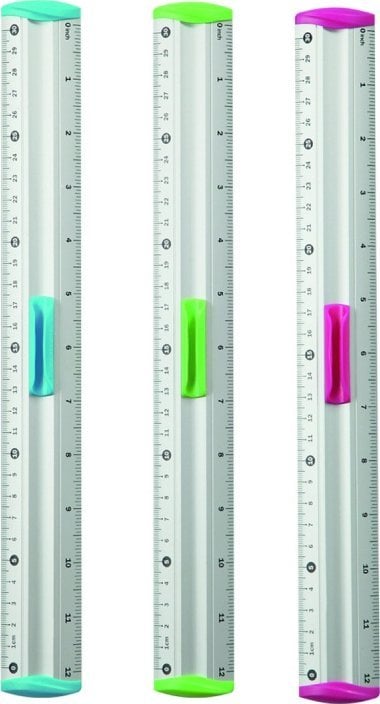 Keyroad Linijka aluminiowa z uchwytem na ołówek KEYROAD Measure Clip, 30 cm, blister, mix kolorów