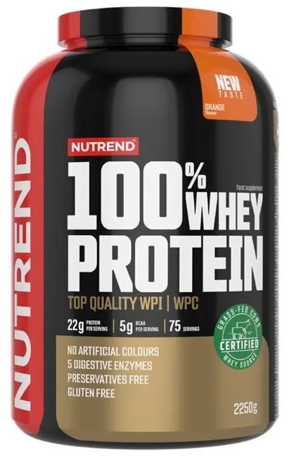 Nutrend - Odżywka Białkowa 100% Whey Protein, Pomarańczowy, Proszek 2250g