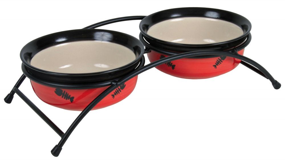 Trixie Zestaw misek ceramicznych na stojaku Eat on Feet 250 ml/śr.12.5 cm, mix kolorów