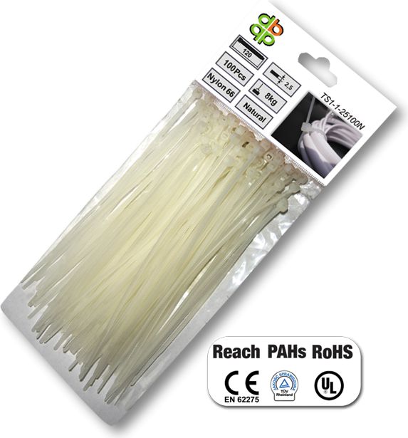 Bradas Opaska plastikowa biała 4,8 x 300mm 100szt. (TS1148300N)