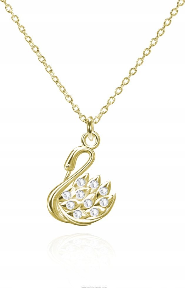 Radziszewska Jewellery Naszyjnik Złoty z Łabędziem Łańcuszek 925 Prezent na Dzień Kobiet ŻYCZENIA