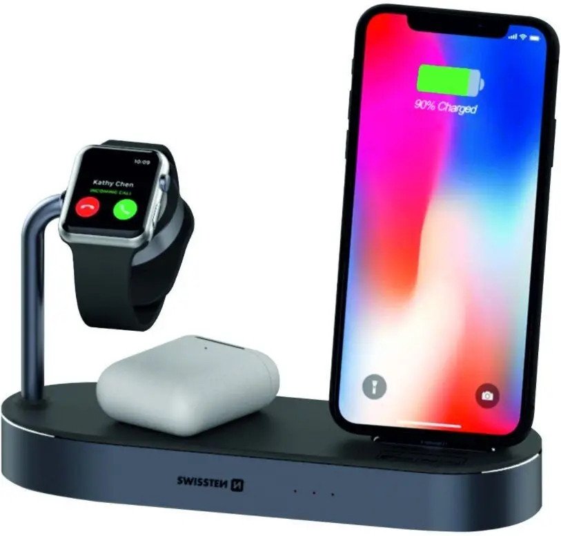 Swistten 4in1 MFI Wireless Docking Station 45W for Apple iPhone / iPod / Apple Watch