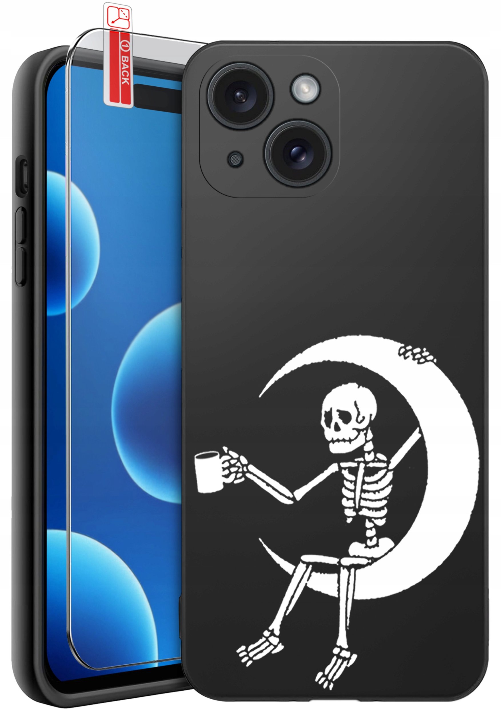 ETUI do iPhone 15 | WZORY | SILIKONOWE MATT CASE + SZKŁO 9H