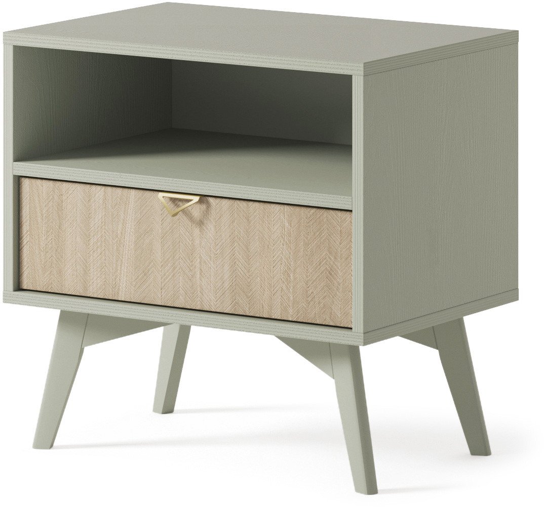 Stolik nocny Silva w kolorze Eukaliptus + Jodełka Scandi