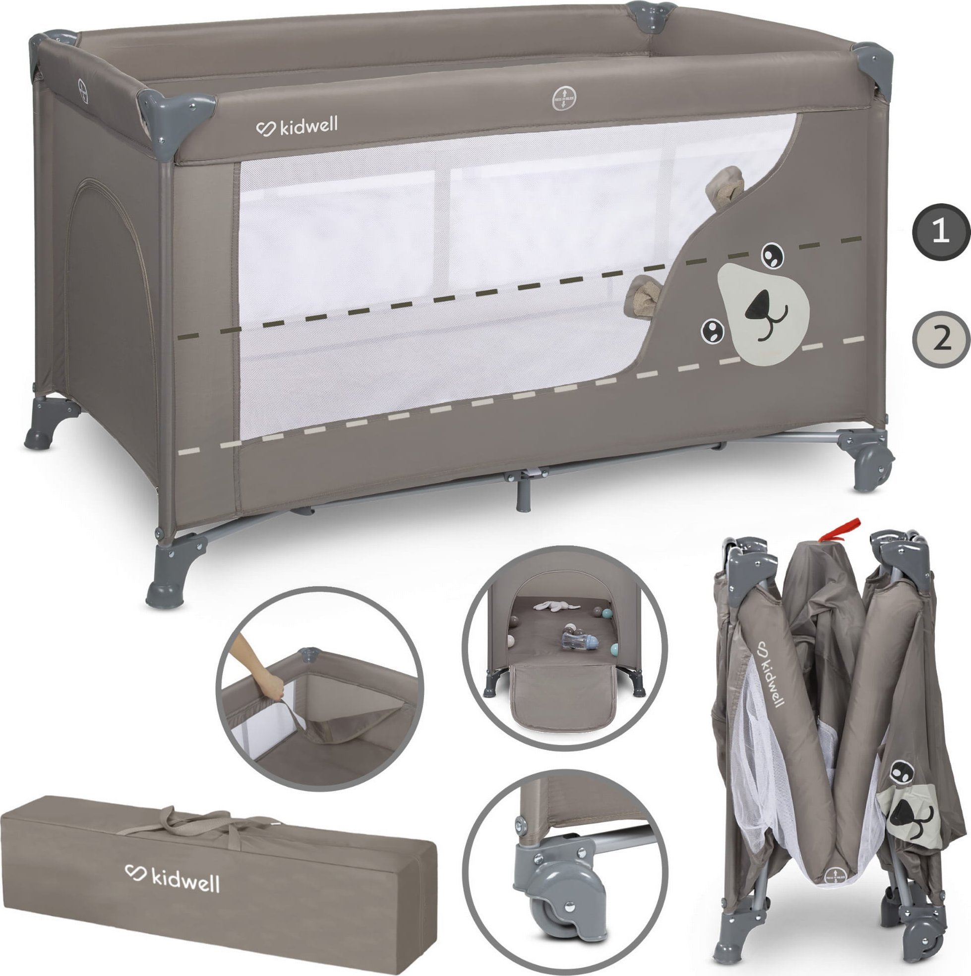 ŁÓŻeczko turystyczne dwupoziomowe kidwell blissy duo beige