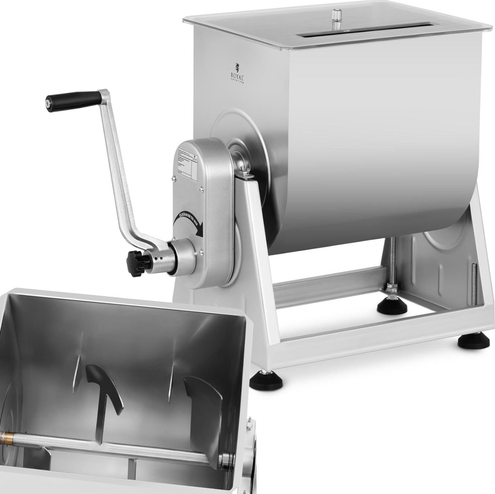 Royal Catering Mieszarka ręczna do mięsa farszu do kiełbasy ze stali 28 l Mieszarka ręczna do mięsa farszu do kiełbasy ze stali 28 l