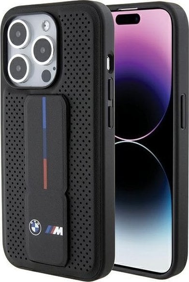 BMW BMHCP15XGSPPRK iPhone 15 Pro Max 6.7" czarny/black hardcase Grip Stand Smooth & Perforated