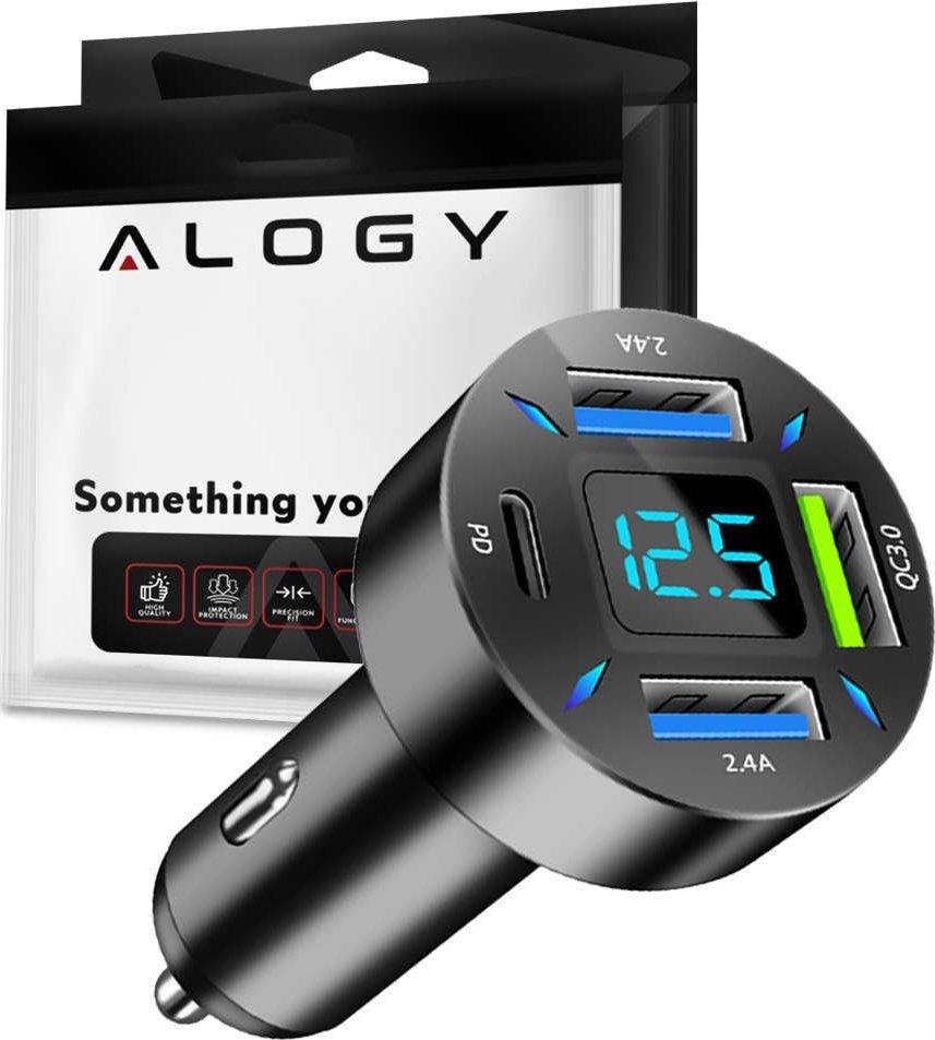Ładowarka Alogy Ładowarka samochodowa Car Charger 66W 3x USB 1x USB-C Typ C Szybkie ładowanie Quick Charge QC 3.0 PD