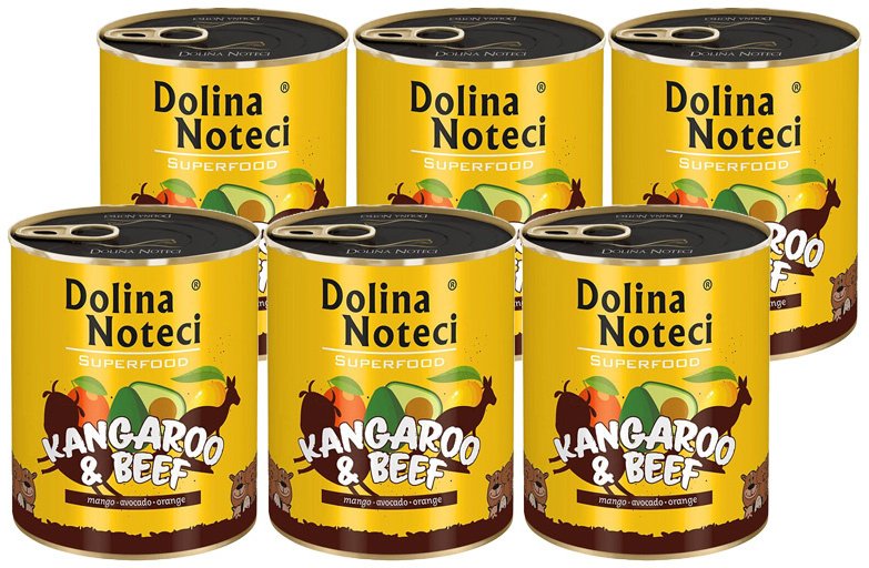 Mokra karma dla psa Dolina Noteci Superfood kangur i wołowina zestaw 6 x 800 g