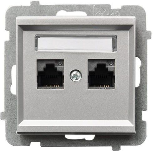 Ospel Gniazdo komputerowe Sonata podwójne 2xRJ45 5e srebrny mat (GPK-2R/K/m/38)