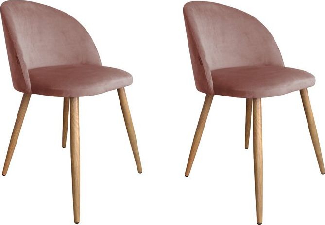 Atos Zestaw krzeseł CLAUDINE 2 VELVET 2 szt różowe/dąb
