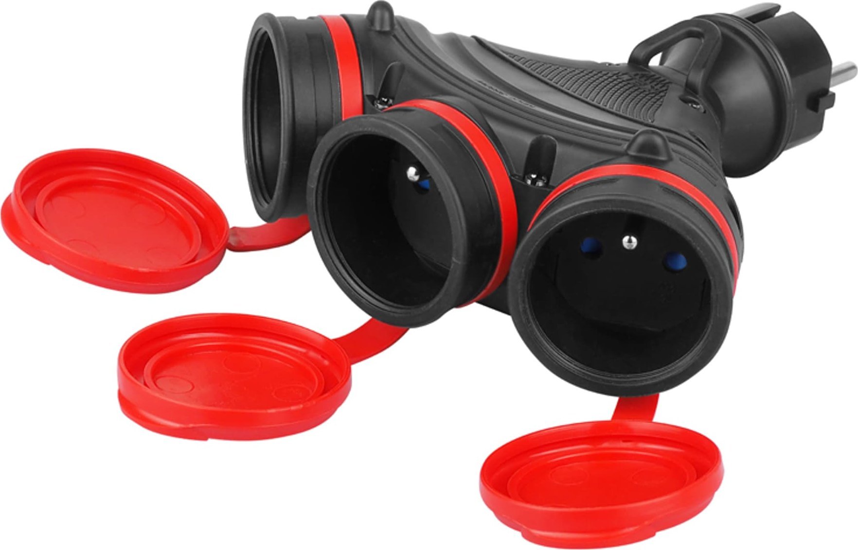 KEL Rozgałęźnik wtyczkowy 3-gniazda z/u 16A 250V IP54 czarny/czerwony GN-X3/54 W-01152