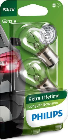 Philips ŻARÓWKA P21/5W 12V/21/5W LONGLIFE ECOVISION BAY15D 2SZT BLISTER