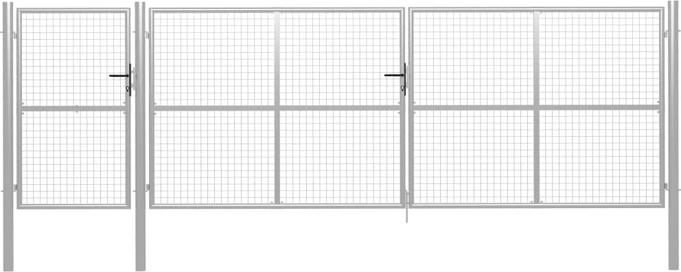 vidaXL Brama ogrodzeniowa, stalowa, 500 x 150 cm, srebrna