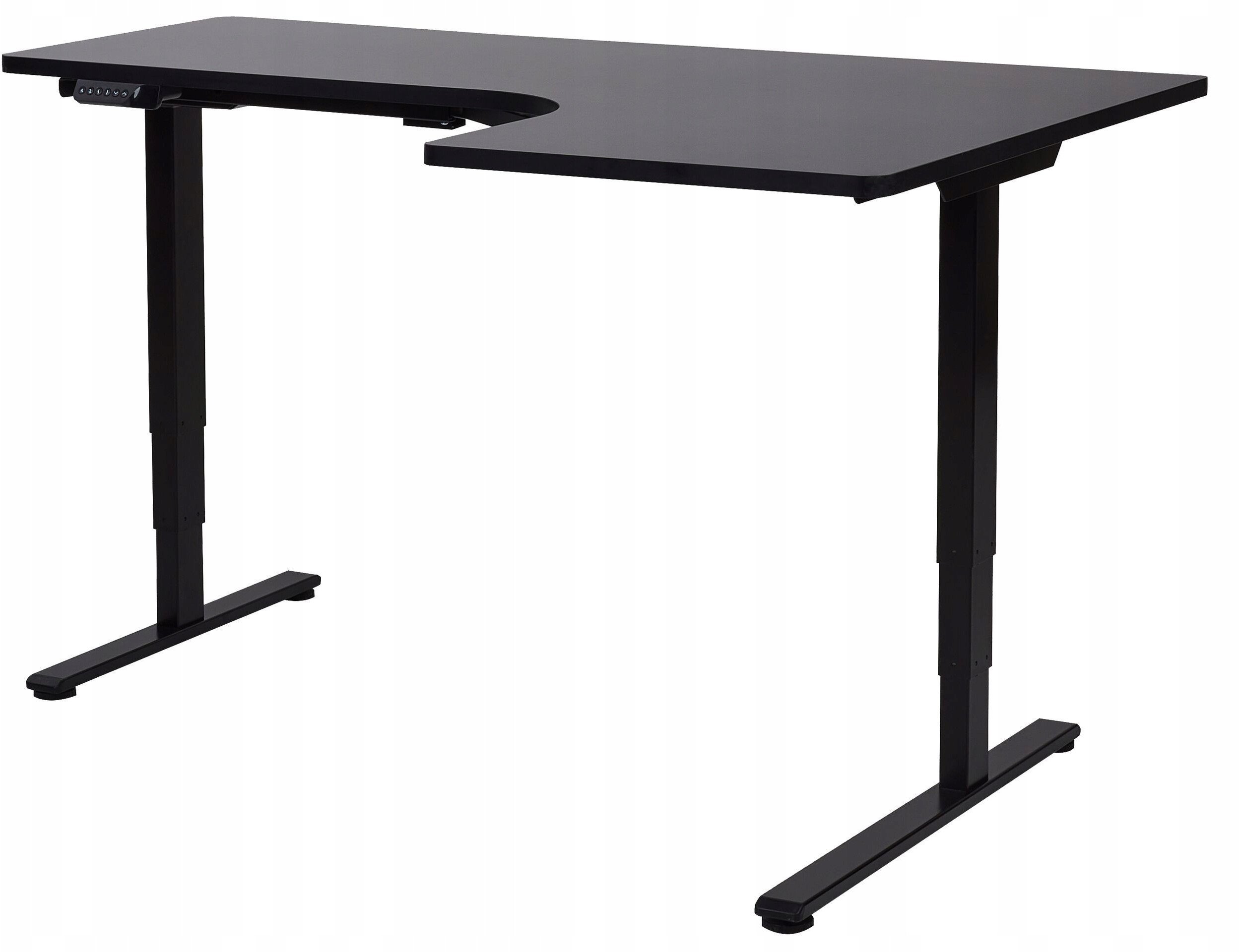 Biurko Beliani Biurko narożne prawe regulowane elektrycznie 160 x 59 cm czarne DESTINES