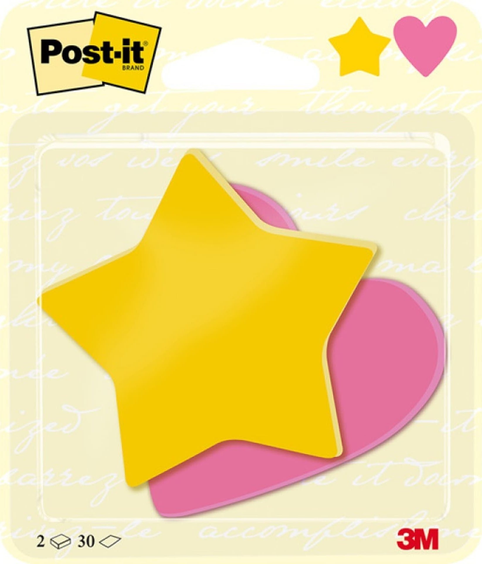 Post-It 3M Karteczki samoprzylepne Post-it®, Gwiazdka i Serduszko, 70x72mm, 2x30 kart.