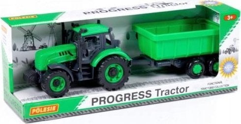 Polesie Polesie 91284 Traktor "Progres" inercyjny z przyczepą zielony w pudełku