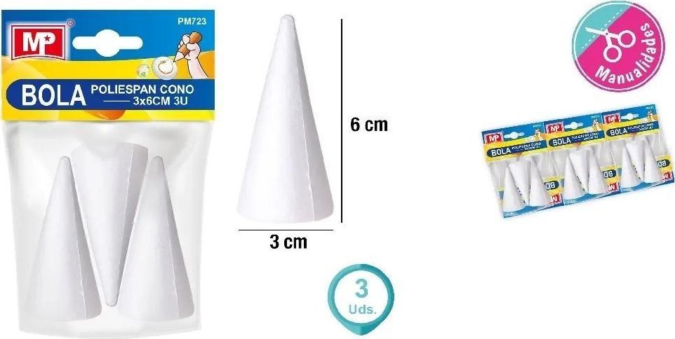 Craft with Fun Stożki styropianowe do zdobienia 30x60mm 2szt