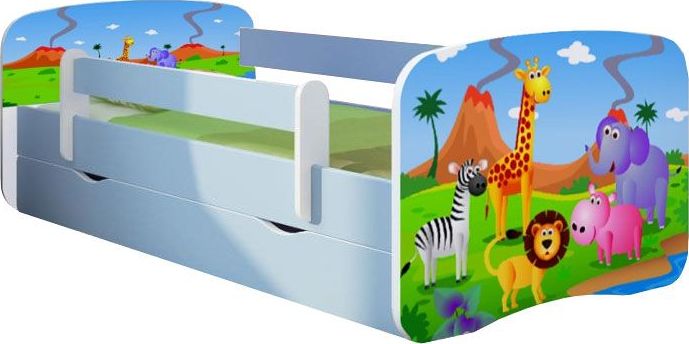 Elior Łóżko dla chłopca z barierką Happy 2X mix 80x180 - niebieskie