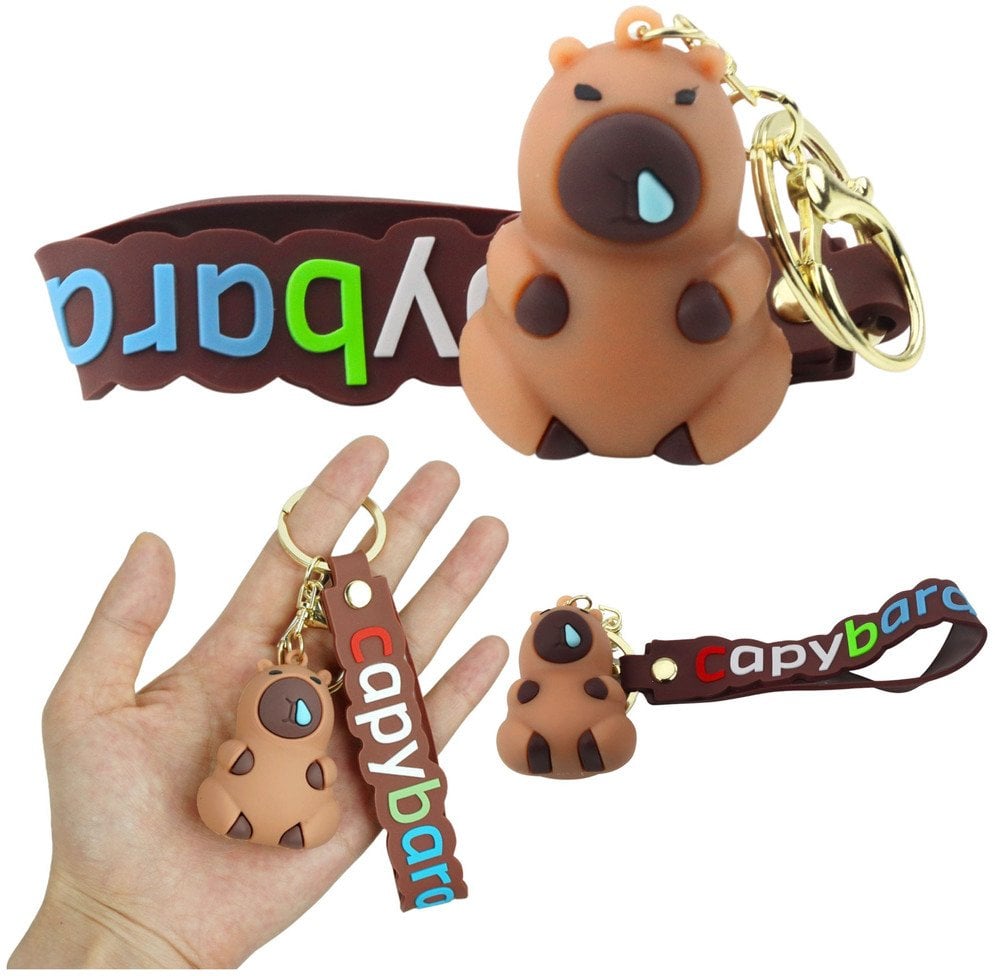 Brelok Figurka Kapibara Brązowa Zawieszka Karabińczyk Kółko