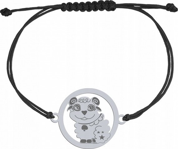 Radziszewska Jewellery Bransoletka Srebrna Owieczka Sznurek Srebro 925 Prezent Grawer Dedykacja