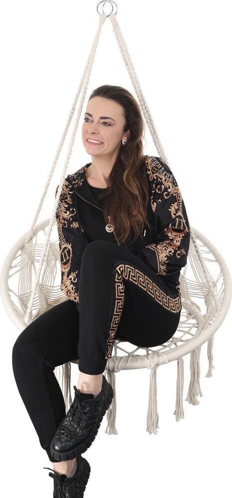 Saska Garden HAMAK AŻUROWY FOTEL WISZĄCY BOCIANIE GNIAZDO 80x60CM BIAŁY NEW STYL