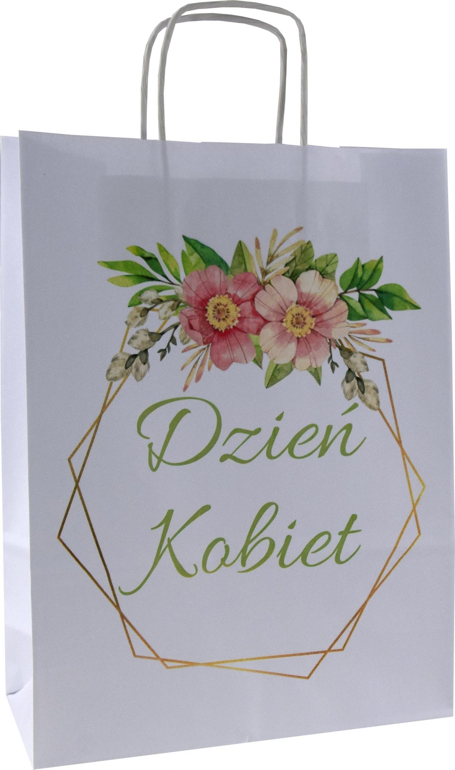 TorbyPRO torba papierowa biała A4 z nadrukiem DZIEŃ KOBIET
