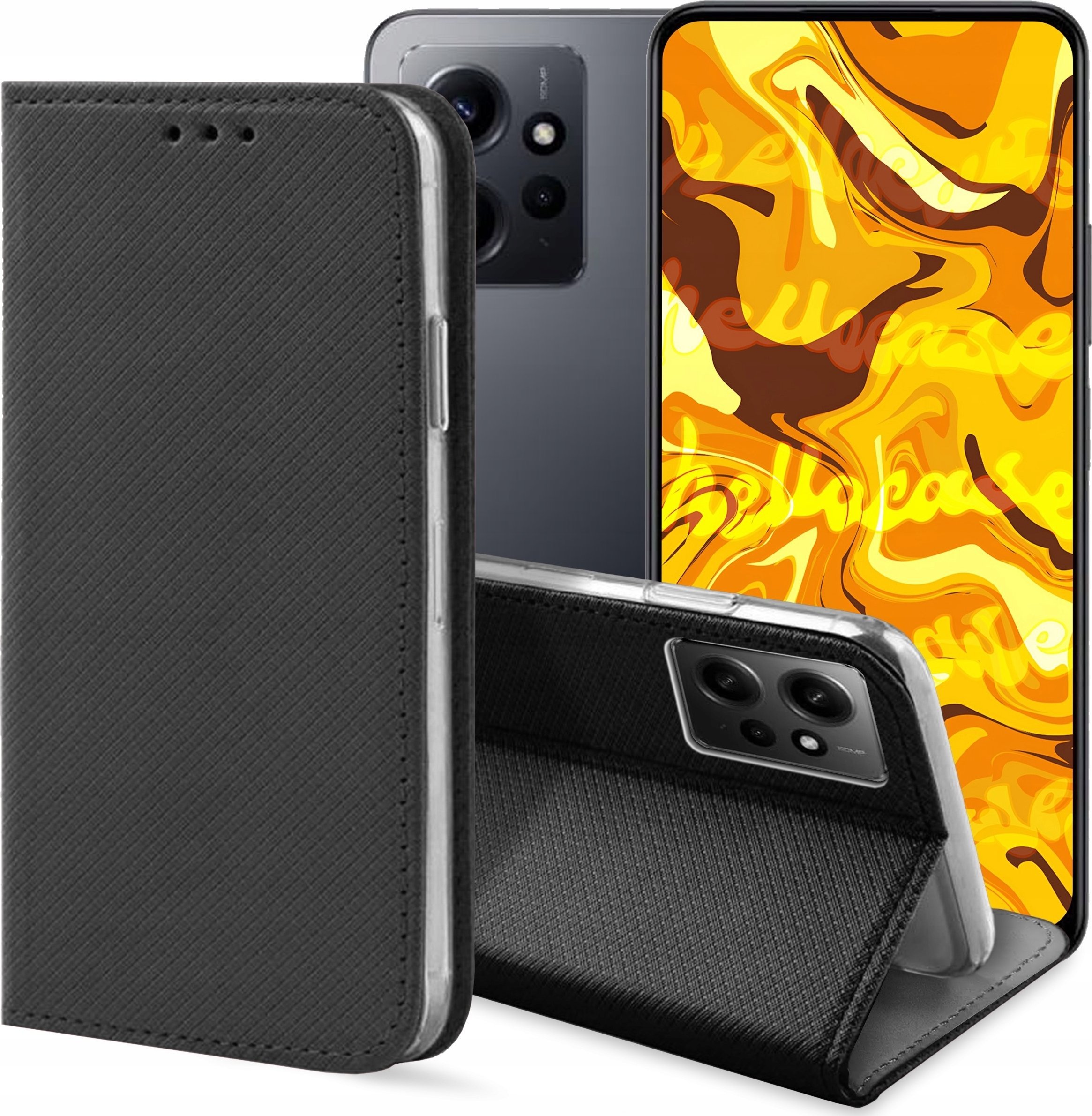 Hello Case ETUI Z KLAPKĄ DO XIAOMI REDMI NOTE 12 4G CZARNE ZAMYKANE MAGNETYCZNE KABURA