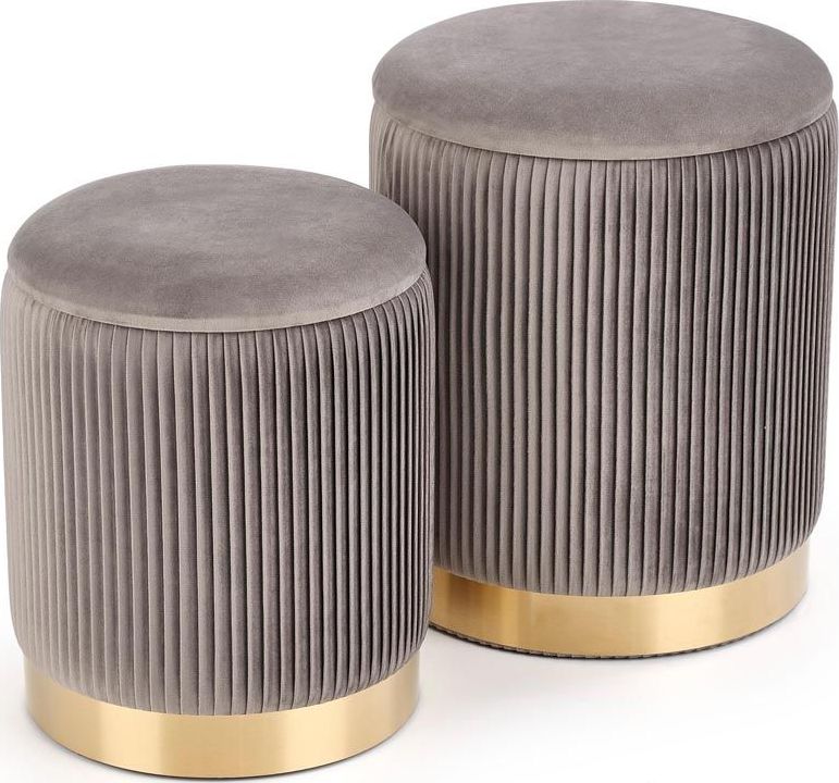 Elior Zestaw puf welurowych Lora - popiel