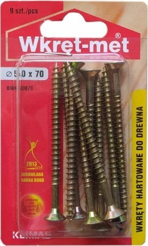 Wkręt-met Wkręty hartowane do drewna 5x70mm 9szt PZ2 złote