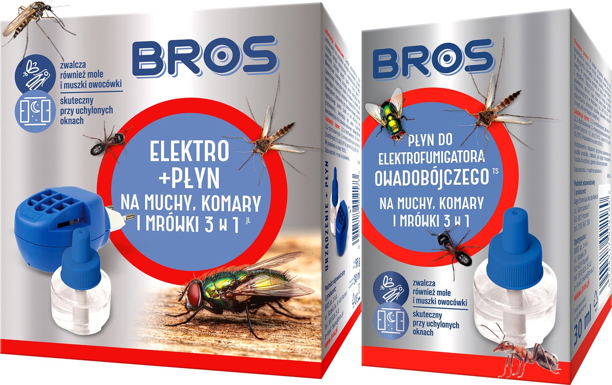 Bros Zestaw BROS - elektro + 2x płyn na muchy, komary i mrówki 20 dni x 24 h