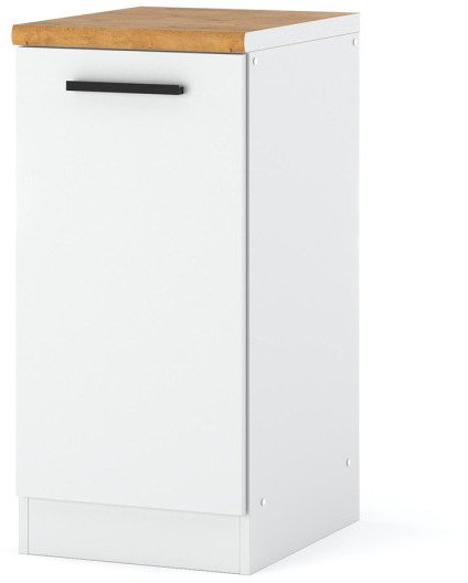 szafka kuchenna stojąca z blatem modułowa z uchwytami blande 40cm biała mat