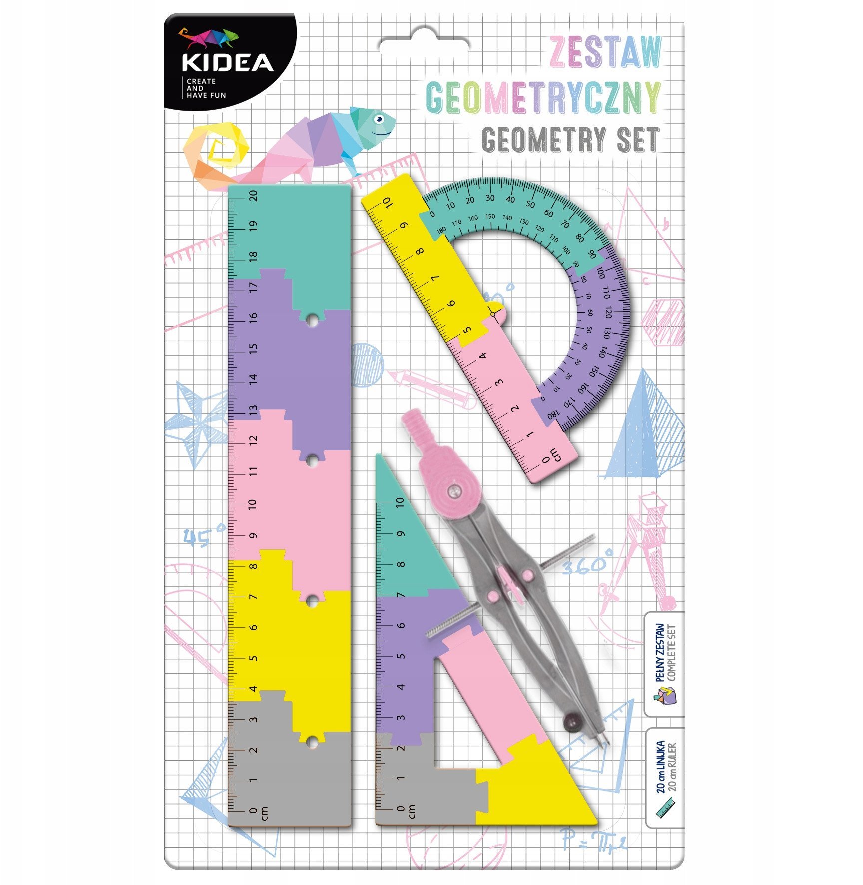 ZEST SZKOL GEOM 4EL 20CM PUZZLE B KIDEA B/C